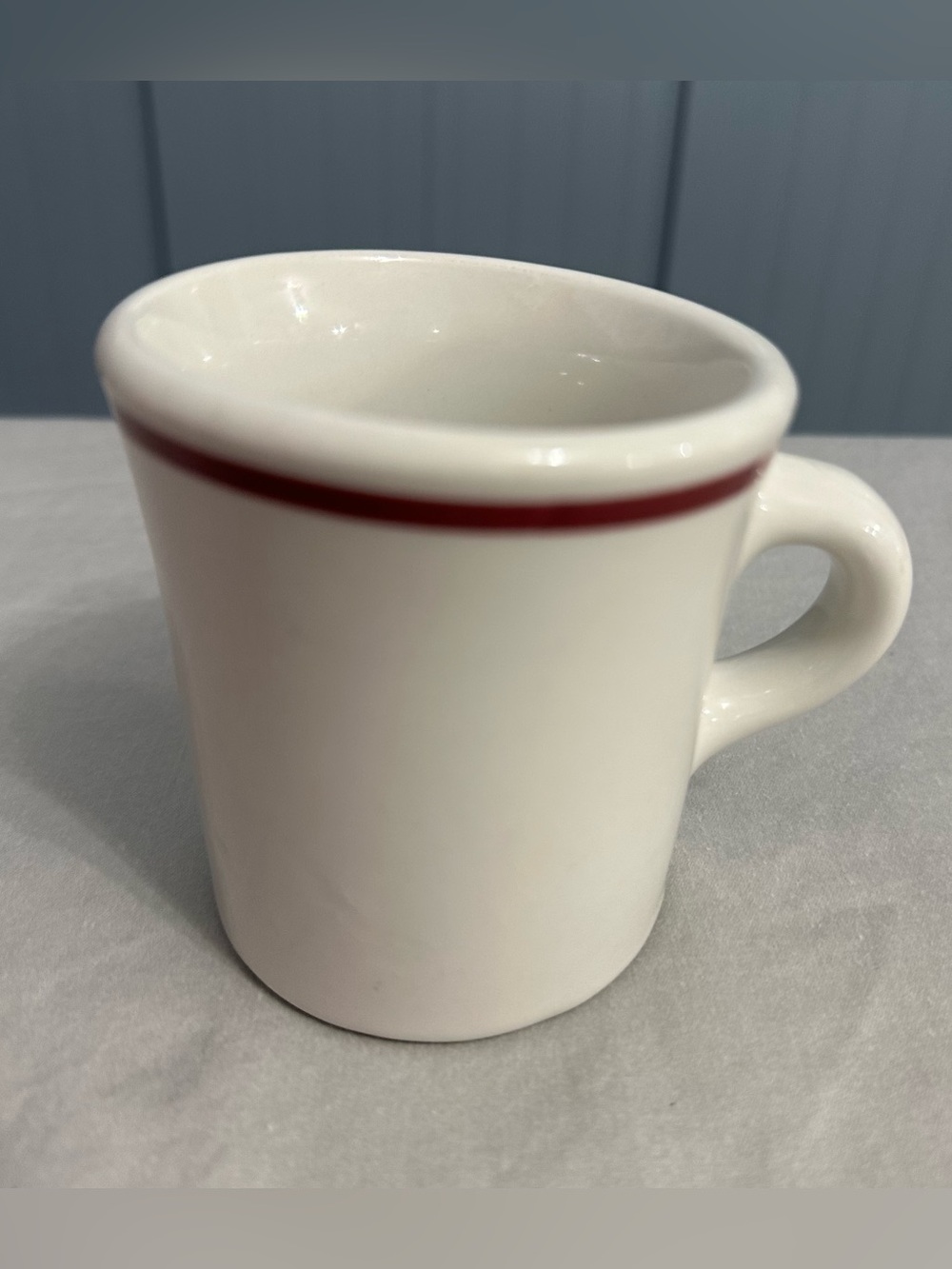 Shenango China Restaurant Ware Mug White Red Stripe Ceramic Anchor Hocking K-38